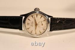 Vintage Rare Sub Second All Stainless Steel Ladies Swiss Watchgirard Perregaux