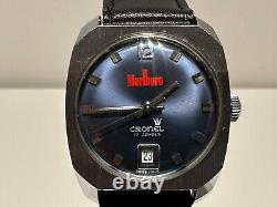 Vintage Rare Swiss Advertising Of Cigarettes Marlboro Men's Watch Cronel 17j