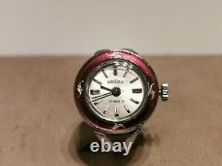 Vintage Rare Swiss Beautiful Enamel Mechanical Ladies Ring Watch Dogma 17j