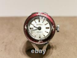 Vintage Rare Swiss Beautiful Enamel Mechanical Ladies Ring Watch Dogma 17j