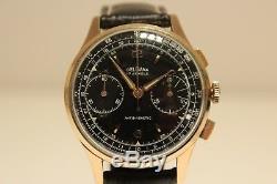 Vintage Rare Swiss Gold Plated Men's Chronograph Watch Delbana 17j. /black Dial