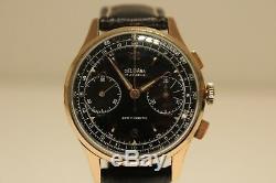 Vintage Rare Swiss Gold Plated Men's Chronograph Watch Delbana 17j. /black Dial