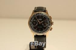 Vintage Rare Swiss Gold Plated Men's Chronograph Watch Delbana 17j. /black Dial