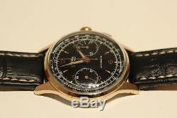 Vintage Rare Swiss Gold Plated Men's Chronograph Watch Delbana 17j. /black Dial