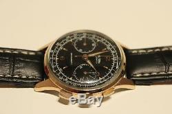 Vintage Rare Swiss Gold Plated Men's Chronograph Watch Delbana 17j. /black Dial