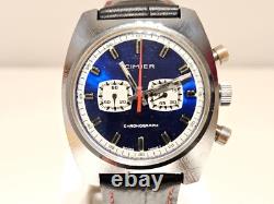 Vintage Rare Swiss Men's Mechanical Chronograph Watch Cimier 7j. /blue Dial