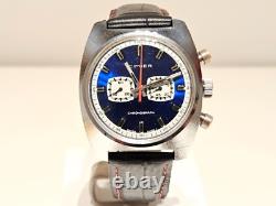 Vintage Rare Swiss Men's Mechanical Chronograph Watch Cimier 7j. /blue Dial