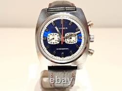 Vintage Rare Swiss Men's Mechanical Chronograph Watch Cimier 7j. /blue Dial