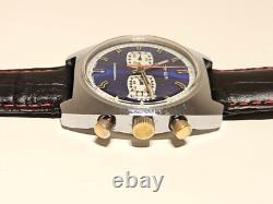 Vintage Rare Swiss Men's Mechanical Chronograph Watch Cimier 7j. /blue Dial