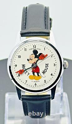 Vintage Rare Wine Up Disneyland Mickey Mouse 17 Jewel Skeleton Watch Swiss Made