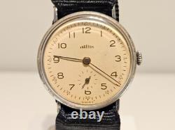 Vintage Rare Ww2 Era Chrome Men's Swiss Mechanical Watch Angelus/mov. Orator