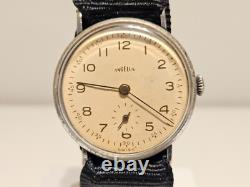 Vintage Rare Ww2 Era Chrome Men's Swiss Mechanical Watch Angelus/mov. Orator