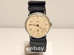 Vintage Rare Ww2 Era Chrome Men's Swiss Mechanical Watch Angelus/mov. Orator