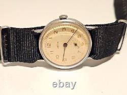 Vintage Rare Ww2 Era Chrome Men's Swiss Mechanical Watch Angelus/mov. Orator
