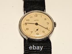 Vintage Rare Ww2 Era Chrome Men's Swiss Mechanical Watch Angelus/mov. Orator