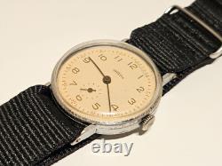 Vintage Rare Ww2 Era Chrome Men's Swiss Mechanical Watch Angelus/mov. Orator
