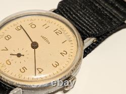 Vintage Rare Ww2 Era Chrome Men's Swiss Mechanical Watch Angelus/mov. Orator