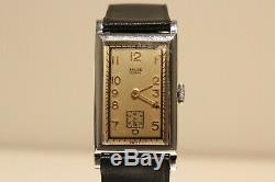 Vintage Rare Ww2 Era Rectangular Men's Swiss Watch Ancre Suisse 15j. /mint