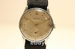 Vintage Rare Ww2 Era Sub Second Men's Swiss Mechanical Watch Recta