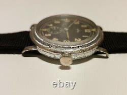 Vintage Rare Ww2 Military Pilots Aviator 40mm Men's Swiss Watch Homis 15 J