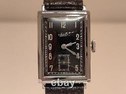 Vintage Rare Ww2 Military Rectangular Tank Men's Swiss Watch Mars/black Dial