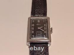 Vintage Rare Ww2 Military Rectangular Tank Men's Swiss Watch Mars/black Dial