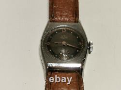 Vintage Rare Ww2 Military Small Trench Men's Swiss Watch Bischoff Aero-anker