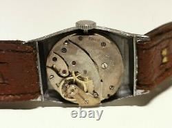 Vintage Rare Ww2 Military Small Trench Men's Swiss Watch Bischoff Aero-anker