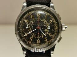 Vintage Rare Ww2 Military Swiss Men's Mechanical Chronograph Watch Farnitur