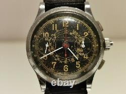 Vintage Rare Ww2 Military Swiss Men's Mechanical Chronograph Watch Farnitur