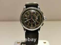 Vintage Rare Ww2 Military Swiss Men's Mechanical Chronograph Watch Farnitur