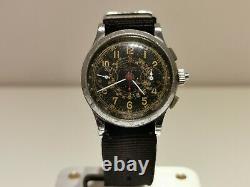 Vintage Rare Ww2 Military Swiss Men's Mechanical Chronograph Watch Farnitur