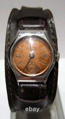 Vintage Rare Wwii Military All Steel Ladies Sub Second Swiss Watch Movado# 404