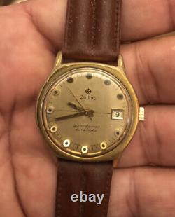 Vintage Rare Zodiac Guardsman Automatic Watch Gold Plated Swiss Made