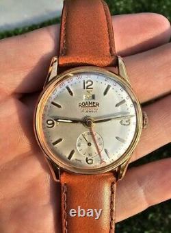 Vintage Roamer Calendar Date 17 Jewels Mens Swiss Made Watch Rare Dail