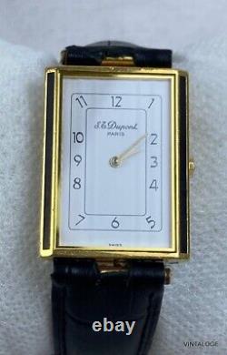 Vintage S. T. Dupont Laque de chine Watch Tank Gold Paris Plaque Swiss Gents Rare