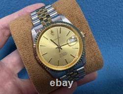 Vintage SANDOZ Rare Gold Dial men's automatic watch date 36mm ETA 2824 swiss