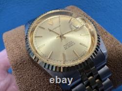 Vintage SANDOZ Rare Gold Dial men's automatic watch date 36mm ETA 2824 swiss