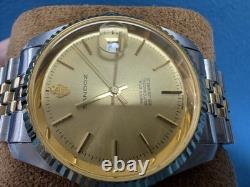 Vintage SANDOZ Rare Gold Dial men's automatic watch date 36mm ETA 2824 swiss