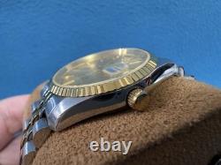 Vintage SANDOZ Rare Gold Dial men's automatic watch date 36mm ETA 2824 swiss