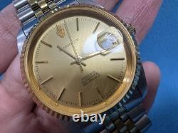 Vintage SANDOZ Rare Gold Dial men's automatic watch date 36mm ETA 2824 swiss