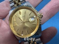 Vintage SANDOZ Rare Gold Dial men's automatic watch date 36mm ETA 2824 swiss