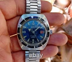 Vintage SBW Watch Skin Diver Mechanic 40mm Swiss Made Watch 1970s Very Rare