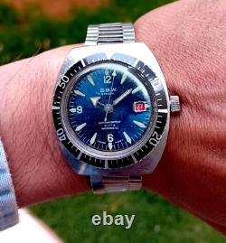 Vintage SBW Watch Skin Diver Mechanic 40mm Swiss Made Watch 1970s Very Rare