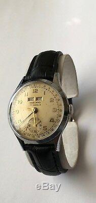 Vintage SEELAND Triple Date Calendar Watch 17 Jewels Swiss made Rare Fond Acier