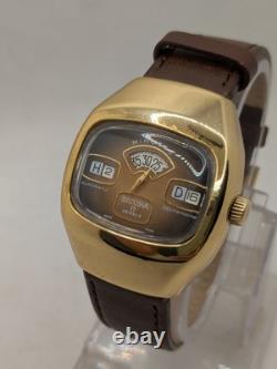 Vintage SICURA JUMP HOUR Self Winding Automatic Watch SWISS Works Great RARE