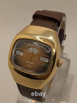 Vintage SICURA JUMP HOUR Self Winding Automatic Watch SWISS Works Great RARE