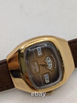 Vintage SICURA JUMP HOUR Self Winding Automatic Watch SWISS Works Great RARE