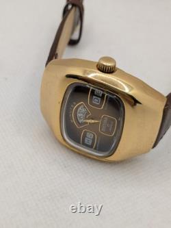 Vintage SICURA JUMP HOUR Self Winding Automatic Watch SWISS Works Great RARE