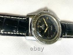 Vintage Sandoz Diver Automatic Black Rotate Bezel Watch Date Men's Swiss Rare